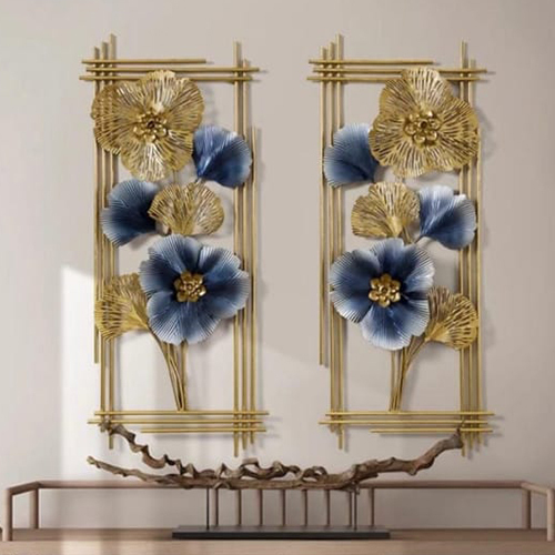 Iron Flower Wall Art - Metal Polished Finish | Durable Iron Design with Nature-Inspired Floral Motifs for Versatile Interior and Exterior Decor