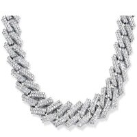 Moissanite Hip Hop Miami Cuban Chains In 10k White Gold