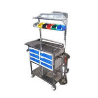 Crash Medication And Surgical Cart - Stainless Steel, 4 Wheels, 6 Drawers, 2.5mm Height | Durable, Eco-friendly, Commercial Furniture