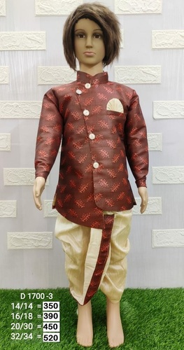 Kurta Dhoti - 6Pics Cotton Full Sleeve Kurta Sets for Boys Age 1-10 Years Red Printed Design Washable Fabric Available in Sizes S M L XL