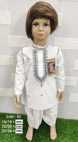 Boys Kurta Dhoti - Cotton Sizes [S M L XL] Color: White | Full Sleeve Ethnic Style Printed Washable for 2-10 Years Boys