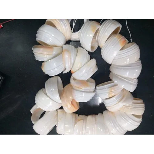 Wide White Conch Shell Bangle