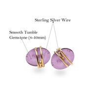 8-10mm Size Tumble Shape 925 Sterling Silver Wire Wrapped Stud Earring