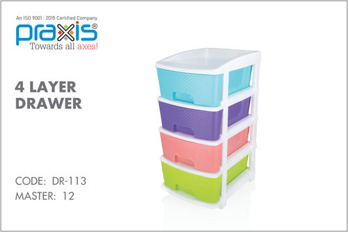 Multicolour 4 Layer Foladble Plastic Drawer