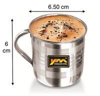 Stainless Steel Royal Tea And Coffee Cups (Set of 6) - 140ml (Tool Touch)