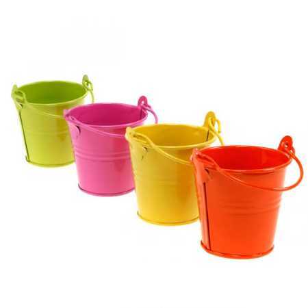 COLOURFUL METAL BUCKET PLANTER