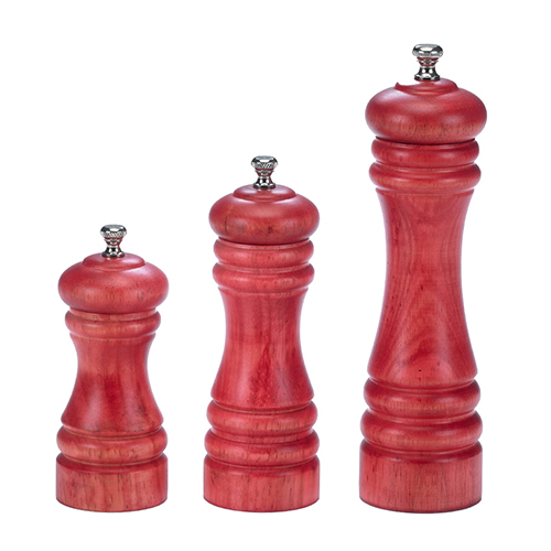 Holar Taiwan Made 4.5 to 8 Inches Red Wooden Salt Pepper Mills with Adjustable Grind
