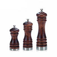 Holar Taiwan Made Classic Brown Wood Salt Pepper Mills with Adjustable Grain Size