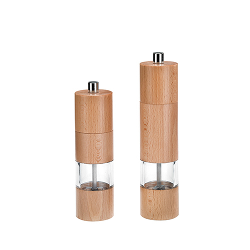 Holar Taiwan Made Natural Beech Wood And Durable Acrylic Salt Pepper Grinder