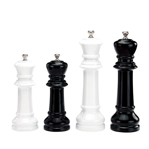 Holar Taiwan Made Unique Black White Chess Design Salt and Pepper Grinder Set