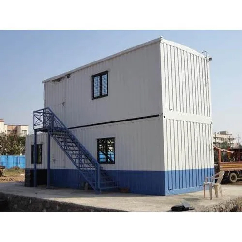 White-Blue Multi Story Portable Cabin