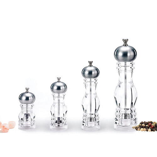 Holar Taiwan Made Clear Body Pepper Grinder with Metal Lid