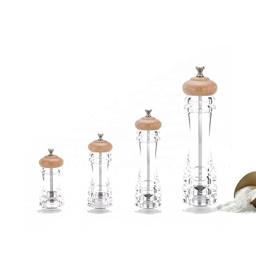 Holar Taiwan Made Clear Pepper Mill with Acrylic And Beech wood top