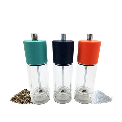 Holar Taiwan Made Clear Salt and Pepper Mill with Wood Top