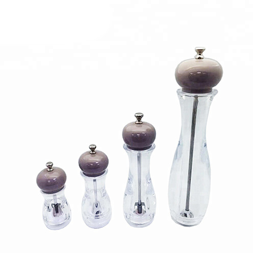 Holar Taiwan Made Clear Salt Pepper Mill with Acrylic And Rubber Wood Top