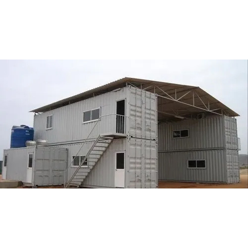 Prefabricated Office Cabin - Steel, 10x20 Ft, Grey | Sturdy Design, Customizable Features, Modern Aesthetic