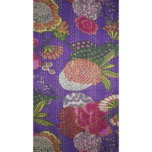 Printed Cotton Multicolor Vintage Kantha Quilt