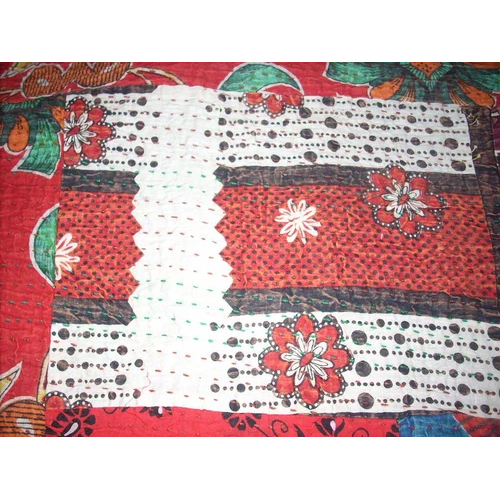 Printed Vintage Kantha Quilt - 100% Cotton Printed Pattern Design | Luxuriously Soft Texture Handcrafted Elegance