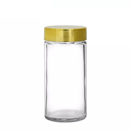 Holar 3.5oz Round Clear Glass Jars Bottles Containers with Gold Lids