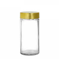 Holar 3.5oz Round Clear Glass Jars Bottles Containers with Gold Lids