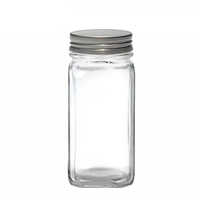 Holar 4oz Empty Glass Square Jars with Shaker Lids and Metal Caps