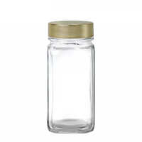 Holar 120ml Square Glass Seasoning Jars Bottles with Gold Lid