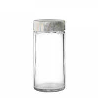 Holar Clear Round Glass Seasoning Jars With White Marble Plastic Caps