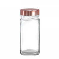 Holar Commercial Grade Glass Empty Square Spice Bottles for Rack Cabinet Pantry