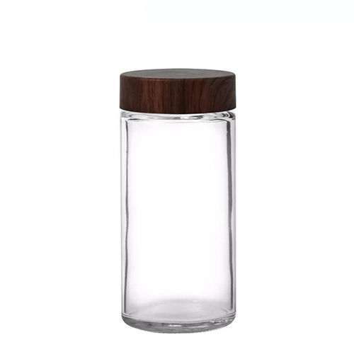 Holar Empty 3.5oz Round Glass Spice Shaker Jars Set with Wooden Lids