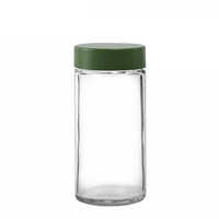 Holar Empty Glass Spice Condiment Herb Jars Container with Green Caps