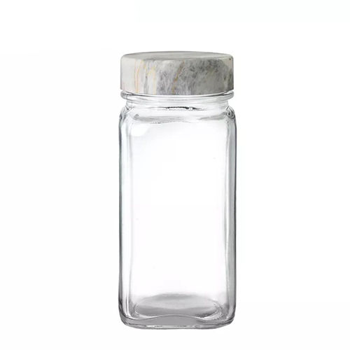 Holar Food-Grade 120 ml Empty Glass Square Spice Jars with Shaker Lids