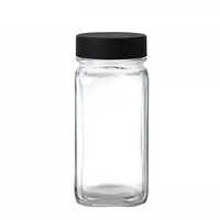Holar Home Kitchen 4 oz Glass Square Spice Shaker Bottle with Lids Caps