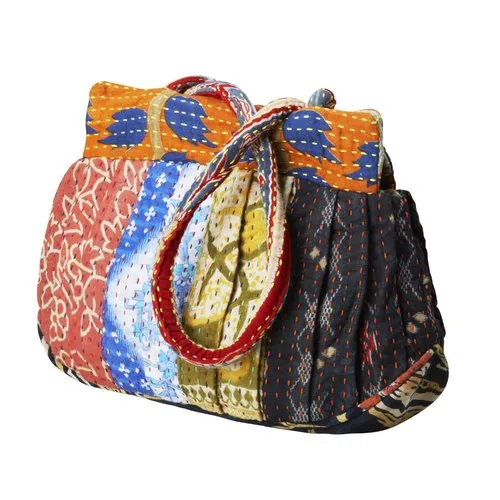 Ladies Vintage Bag - Cotton & Silk Multicolor Design with Soft Patterns and Ample Storage Space for Every Outfit