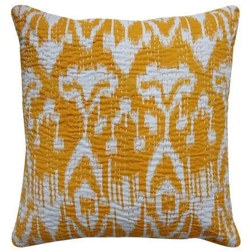 Ikkat Cushion Cover - 16x16 mm, Multi Color Cotton Fabric | Square Shape Decorative Accent