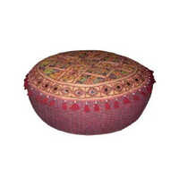 Cotton Round Puff Stool - Ultra-modern Design, Multicolor Patterns For Intimate Living Room Settings, Versatile Footrest Usage