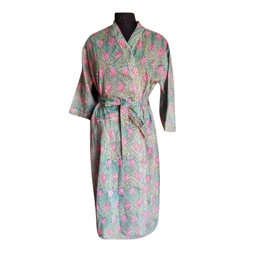Multi Color Handblock Printed Kimono Dress