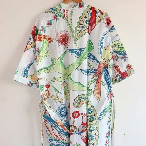 Printed Cotton Kimono Dress