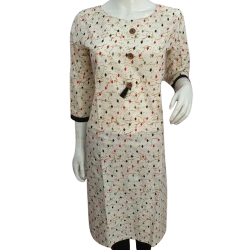 Printed Cotton Kurti - Cotton Sizes L-XXL Multicolor | 3-4th Sleeve Style Eco-Friendly Comfortable for Daily and Special Occasions