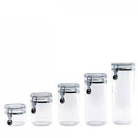 Holar Taiwan Made 5 Clear Food Kitchen Canister Set with Airtight Clamp Lids