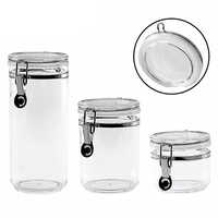 Holar Taiwan Made Clear Food Kitchen Canister Set with Airtight Clamp Lids