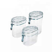Holar Taiwan Made Uniquely Clear Acrylic Plastic Oval Shaped Kitchen Canisters