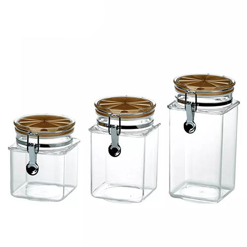 Transparent Holar Taiwan Made Elegant Plastic Food Jar With Champagne Color Design Lid