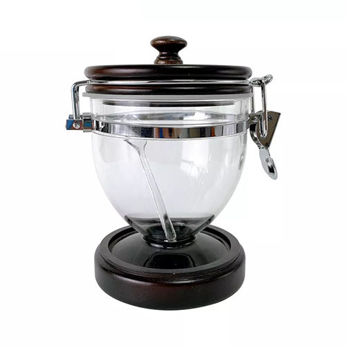 Transparent Holar Taiwan Made Airtight Food Storage Canister With Wood Lid And Base