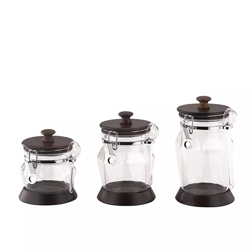 Holar Taiwan Made Diamond Shaped Food Storage Container Canister with Wood Lid