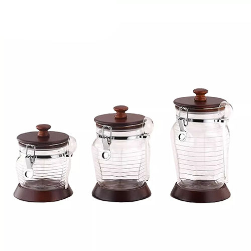 Transparent Holar Taiwan Made Kitchen Storage Jar With Rubber Wood And  Acrylic