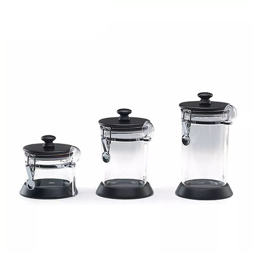 Holar Taiwan Made Round Shape Airtight Canister with Rubber Wood And Acrylic