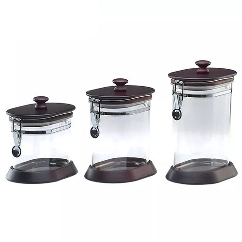 Transparent Holar Taiwan Made Solid Acrylic Food Candy Cookie Jar With Wood Lid