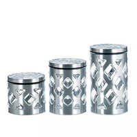 Holar Taiwan Made 3-Size Silver Stainless Steel Airtight Canister with Lid