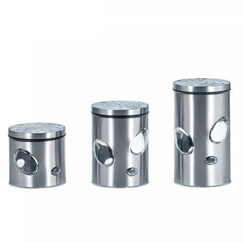 Silver Holar Taiwan Made Kitchen Stainless Steel Canister With Visible Window