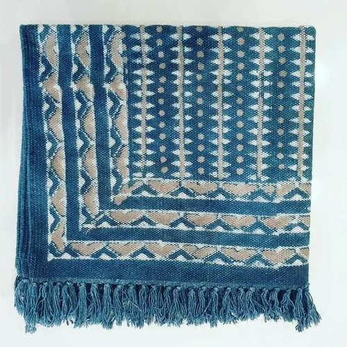 Dabu Indigo Cotton Floor Rug